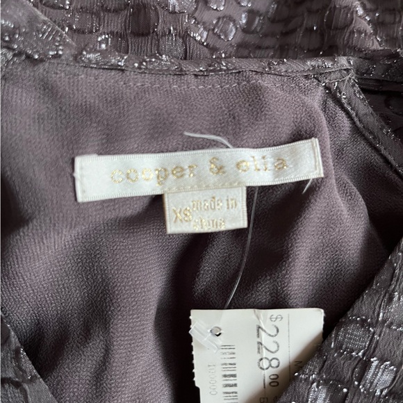 Cooper & Ella Cornelia Tie Dress Brown Metallic XS - Picture 10 of 12